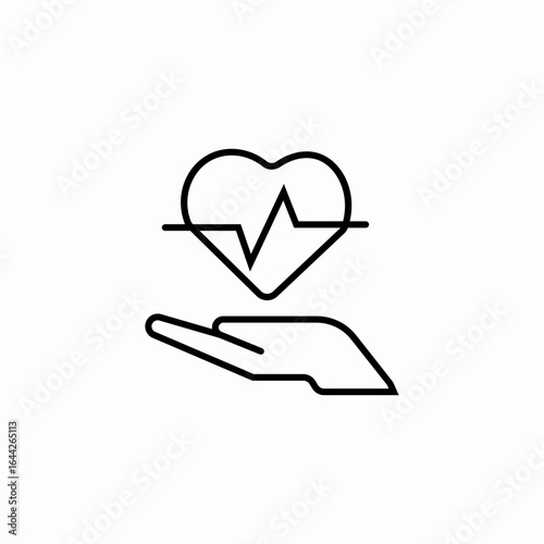 hand heart electrocardiogram icon sign vector