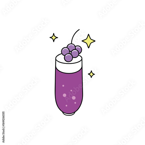 Refreshing sparkling grape beverage with effervescence and smooth color transitions for advertising