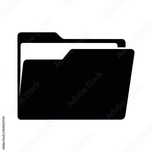 Black open file folder icon document