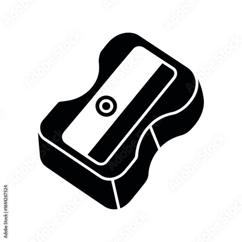 Black pencil sharpener with white stripe stationery