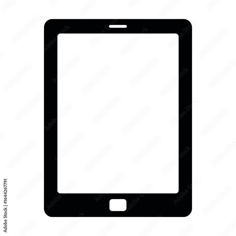 Black tablet outline with white screen device technology Black tablet outline with white screen device technology