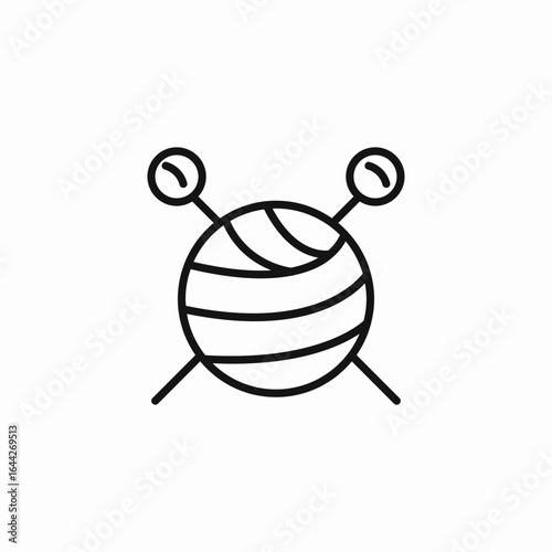 yarn and knitting needles icon sign vector