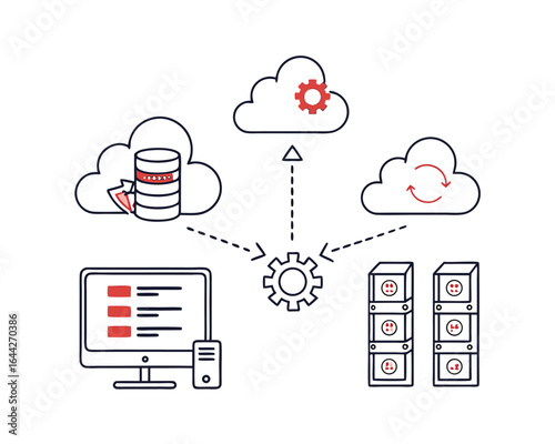 Cloud Computing Data Backup and Server Management System Illustration