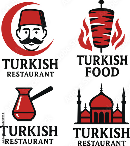 Turkish Restaurant Logo Design With Fez Hat, Turkish restaurant logo concept with a man in a fez hat.