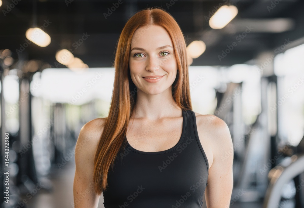 Fototapeta premium Personal fitness trainer smiling confidently in a gym setting