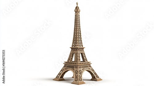 Eiffel Tower Model Isolated on White Background - Detailed Replica for Creative Projects