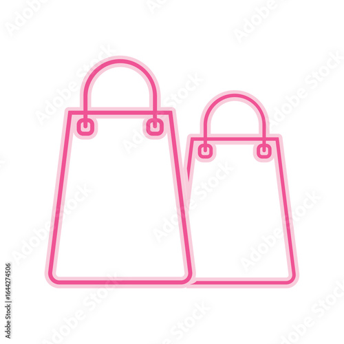 Pink shopping bags outline. Vector