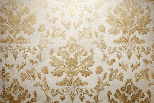 Seamless vintage gold wallpaper with delicate floral motifs, floral, seamless, vintage, gold, wallpaper, elegant, damask.