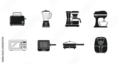 Kitchen appliances vector set home cooking equipment collection on transparent background