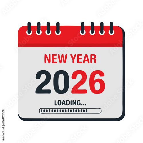 Festive 2026 New Year calendar loading bar design, symbolizing countdown progress in a clean and vibrant flat style