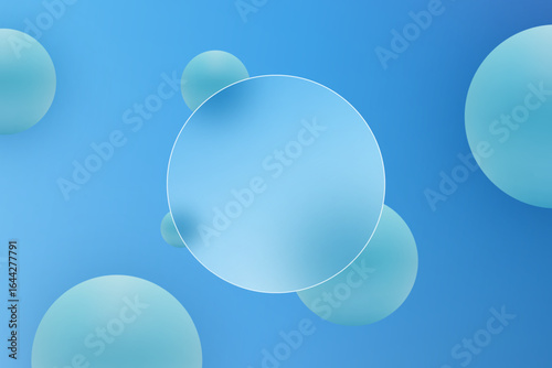 Abstract blue background with geometric figures and space for text.