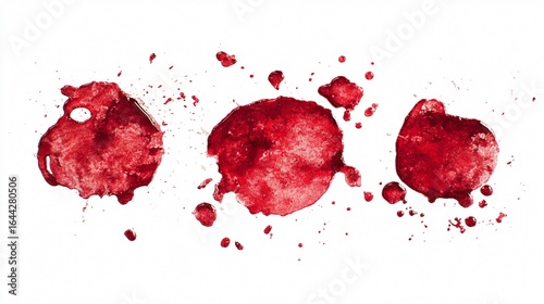 Professional Set of Blood Stains on White Background for Designers and Forensic Experts