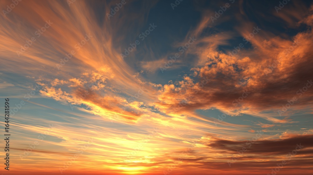Fototapeta premium Vibrant Sunset Sky on White Background