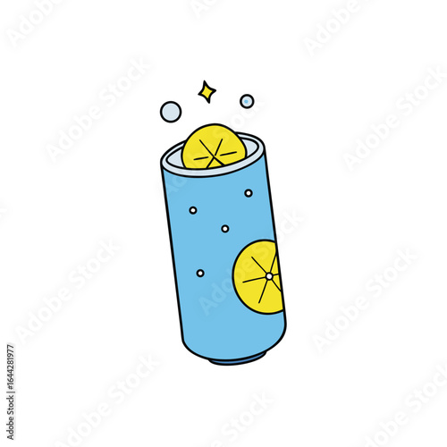 Refreshing sparkling water with a lemon twist and effervescent bubbles
