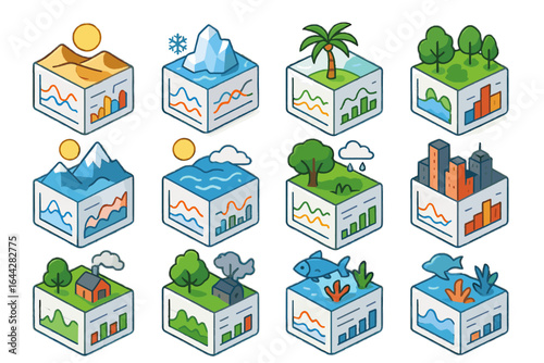 Icon climate regional arctic condition vector panel graph island temperate screen