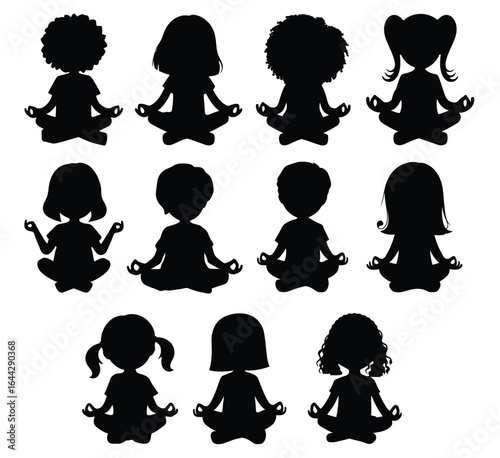 Baby Child Silhouette Vector Set - Cute Infant Toddler Kids Collection Black Icons