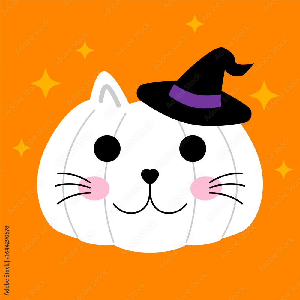 Fototapeta premium Kitten orange jack-o-lantern, perfect for Halloween-themed design