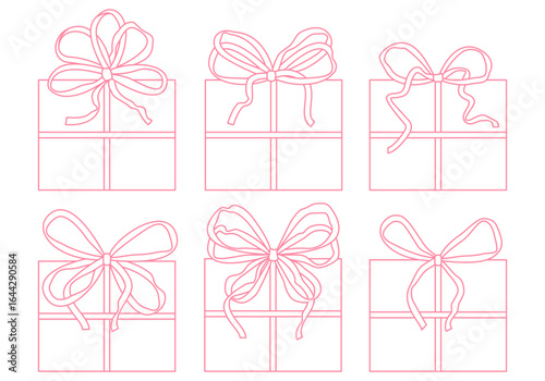 Gift box thin line icons. Gift box icon. Present giftbox outline, bonus gift box or holiday package