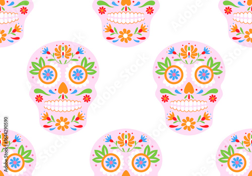 Mexican Day of The Dead seamless pattern