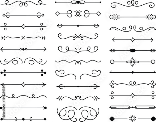 Elegant Black Line Dividers & Page Decorations 30 Design Elements