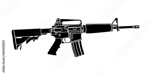 Minimal HK416 Assault Rifle Flat Vector Illustration