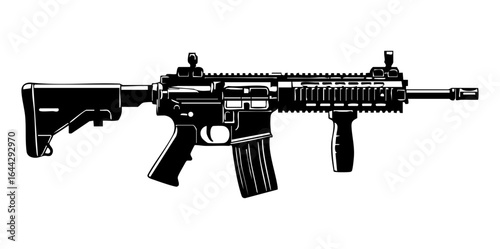 Minimal HK416 Assault Rifle Flat Vector Illustration