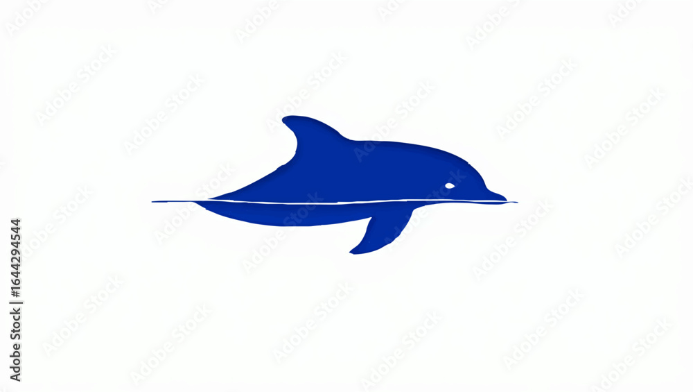 Obraz premium Dolphin Leaps Joyfully Over Water in Cartoon Style