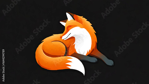 Geometric Fox Stares Intently with Abstract Background

