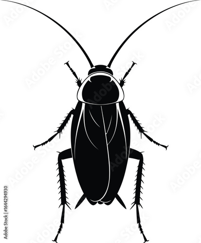 Vector art of black cockroach isolated on white background