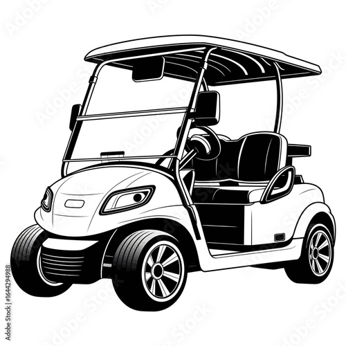 black and white golf cart drawing clip art preview
