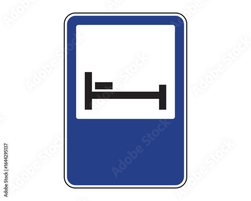 Lodging Facility Road Sign – Bed Icon for Hotel or Motel Accommodation  Vector Stock Image