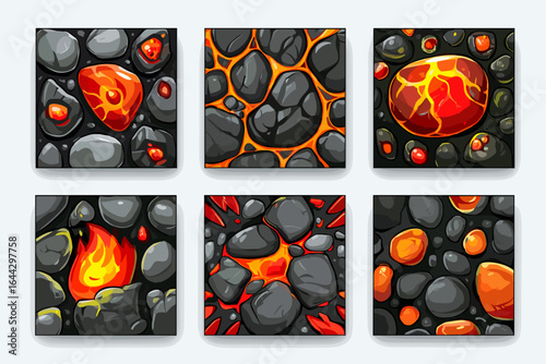 Seamless Lava Rock Pattern Vector Collection for Textures and Backgrounds