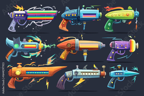 Colorful Cartoon Laser Guns Collection for Sci-Fi and Fantasy Designs