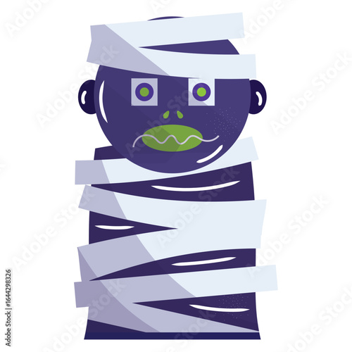 Isolated spooky zombie character with bandages Halloween Vector