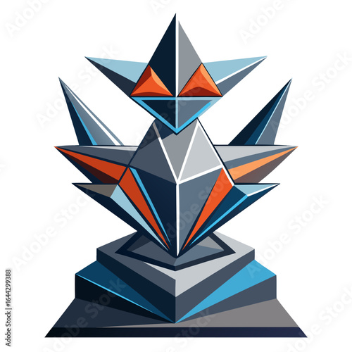 Modern Abstract Geometric Metal Sculpture Vector