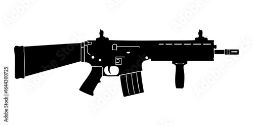 Minimal FN SCAR Rifle Side View Flat Vector Illustration