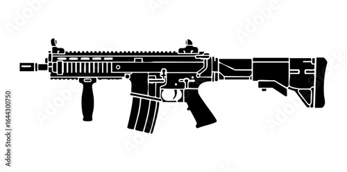 Minimal FN SCAR Rifle Side View Flat Vector Illustration