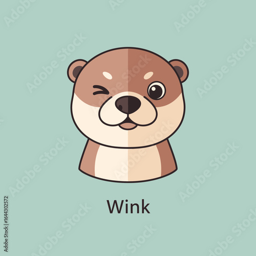 Cartoon otter winking with text below.