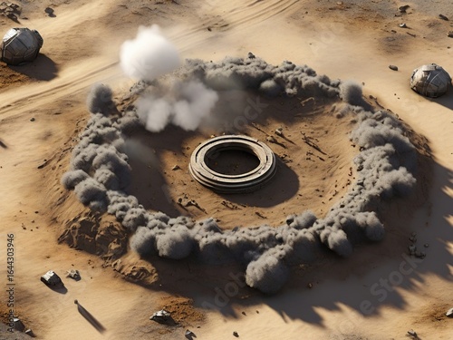 Circle building in the middle of desert 