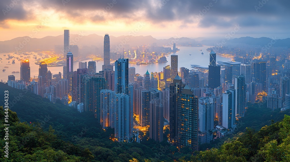 Fototapeta premium Hong Kong skyline at sunrise