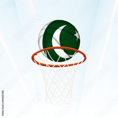 Pakistan Flag Basketball Scoring Through Hoop.