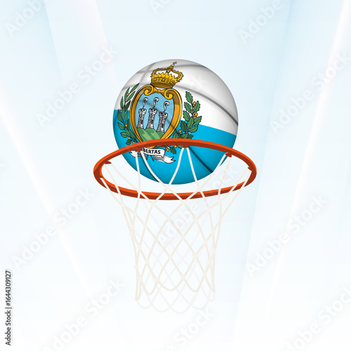 San Marino Flag Basketball Scoring Through Hoop.