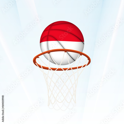 Monaco Flag Basketball Scoring Through Hoop.