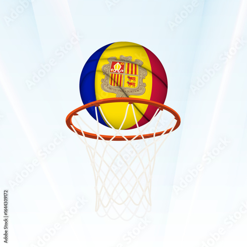 Andorra Flag Basketball Scoring Through Hoop.