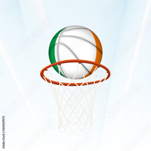 Ireland Flag Basketball Scoring Through Hoop.
