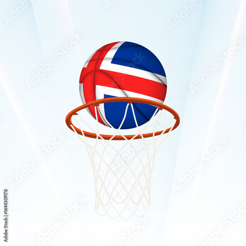 Iceland Flag Basketball Scoring Through Hoop.