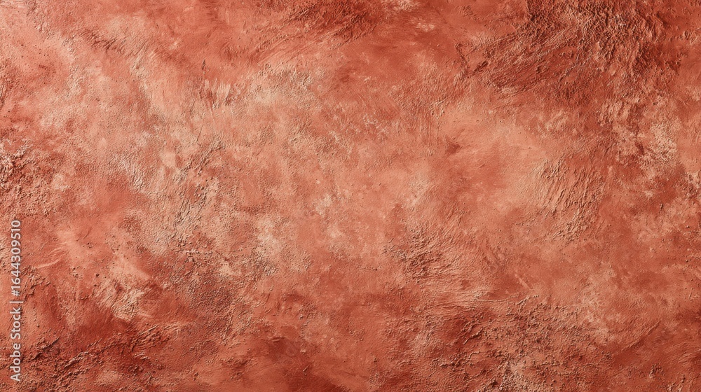 Fototapeta premium Warm terracotta matte plaster backdrop with subtle artisan imperfections.