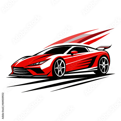 Dynamic Modern Sports Car Vector Illustration, Isolated on White Background