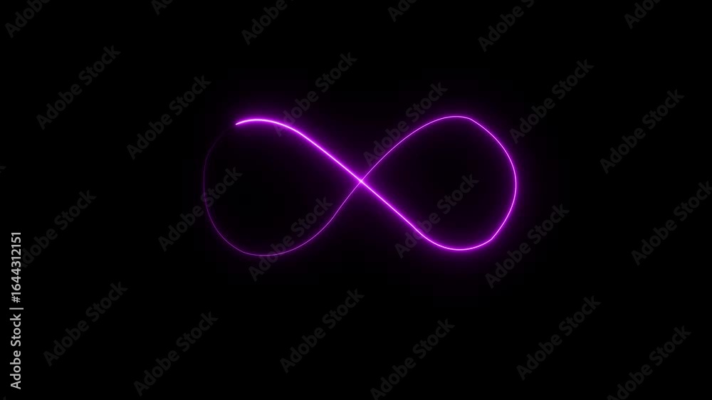 A glowing neon colorful infinity symbol. The infinity symbol continuously glows. creating a seamless loop of neon light on a black background, A glowing neon colorful infinity symbol. The infinity symbol continuously glows. creating a seamless loop of neon light on a black background,