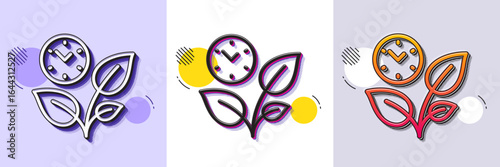 Leaves line icon. Halftone dotted pattern. Gradient icon with grain shadow. Grow plant leaf sign. Environmental care symbol. Line leaves icon. Various designs. Vector